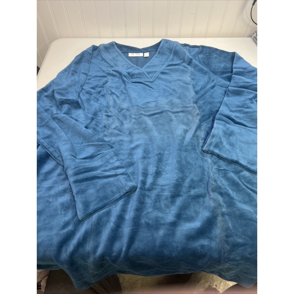 Denim & Co. Shirt‎ 3X Blue Velvet Long Sleeve Shirt
